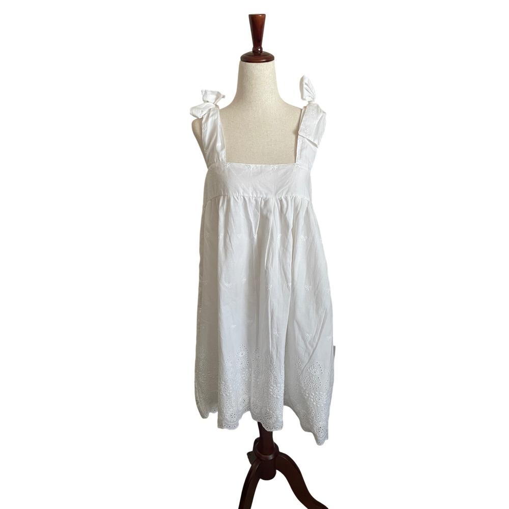 Darling Loungewear White Eyelet Mini Dress with Tie Straps